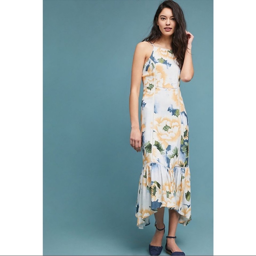 Anthropologie Farm Rio Greenfield Floral Midi Dress Size XXS